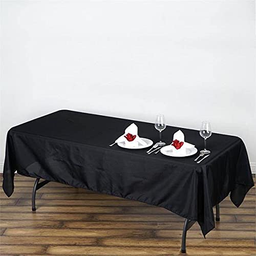 Balsacircle 60X102-Inch Black Rectangle Polyester Tablecloth Table Cover Linens For Wedding Party Events Kitchen Dining